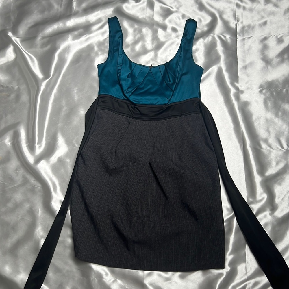 Teeze Me satin teal and grey dress size 9